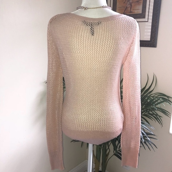 BCBG MAX AZRIA LUREX CROCHET LONG SLEEVE SWEATER - Picture 4 of 4